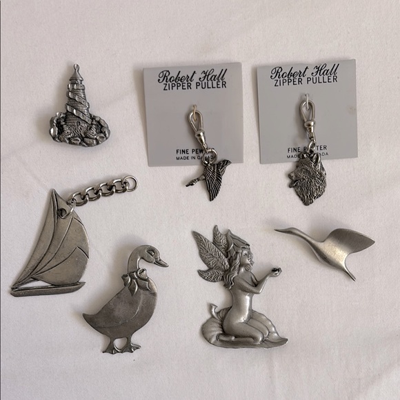 Torino Jewelry - Vintage 1980s lot of signed pewter figures and pins